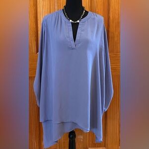 IMAN V-Neck Blue Blouse Size 2X